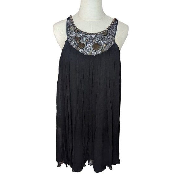 BCBGMaxAzria Gatsby Jane Beaded Silk Sleeveless Chiffon Cocktail Dress 6 - Picture 1 of 7
